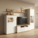 mueble salón comedor bolonia completo con vitrina y estante reversible