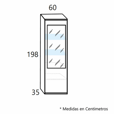 Mueble de salón comedor completo Bolonia con vitrina alta y estantería