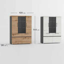 Mueble salón comedor romA ambiente 3 diseño nórdico bitono con vitrina y bajo TV