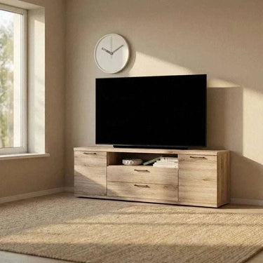 Mueble para TV completo Bolonia diseño nórdico con vitrinas y estantería