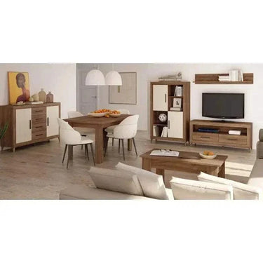 mueble salón composición asti ambiente 8 con mueble tv vitrina y estante