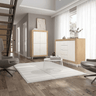 Mueble salón composición ASTI con aparador y vitrina en tonos blanco y madera