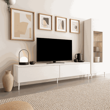 Mueble salón composición CATANIA 2 con vitrina y bajo TV bitono