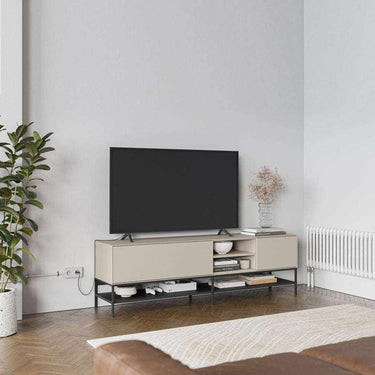 Mueble TV Arima moderno con 2 puertas y patas de metal negro