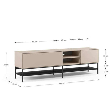 Mueble TV Arima minimalista con 2 puertas y patas metálicas negras