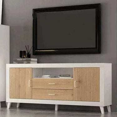 Mueble TV ASTI con 2 cajones, 2 puertas y hueco central personalizado