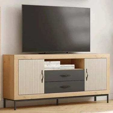Mueble TV ASTI con 2 cajones, 2 puertas y hueco central personalizable