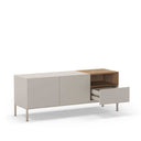 Mueble TV Cailin Perla color perla con patas negras y tres puertas