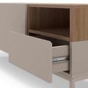 Mueble TV Cailin Perla color perla con patas negras y almacenamiento