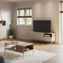 Mueble TV Cailin Perla moderno en color perla con patas negras