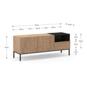 Mueble TV Cailin de roble con tres puertas y espacio abierto en salón moderno