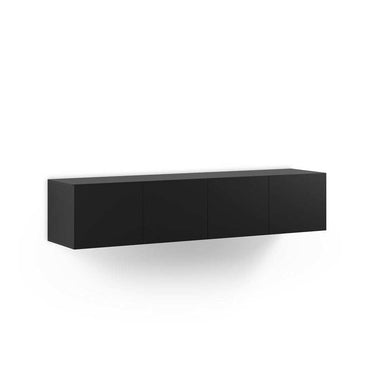Mueble TV colgado negro con 4 puertas y diseño minimalista Acorad