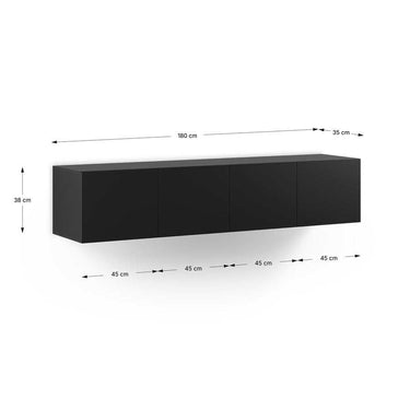 Mueble TV colgado negro Acorad con 4 puertas y diseño moderno