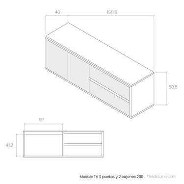 Mueble TV dos puertas y dos cajones 200 cm LECCE