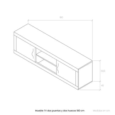 Mueble TV 2 puertas y 2 huecos ASTI 180 cm