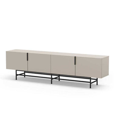 Mueble TV Eldia Perla color perla con 4 puertas y patas metálicas negras