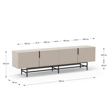 Mueble TV Eldia Perla color perla con 4 puertas y patas negras