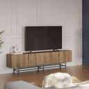 Mueble TV Eldia Roble con 4 puertas y patas metálicas negras