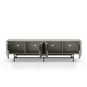 Mueble TV Eldia verde con 4 puertas y patas metálicas negras