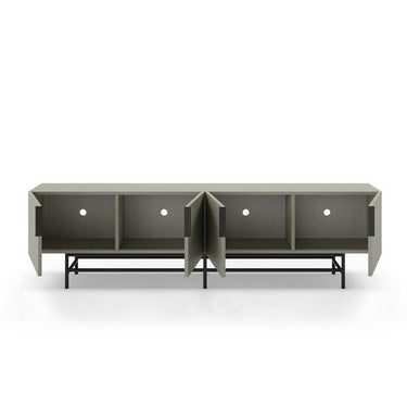 Mueble TV Eldia verde con 4 puertas y patas metálicas negras