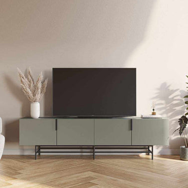 Mueble TV Eldia verde moderno con 4 puertas y patas negras