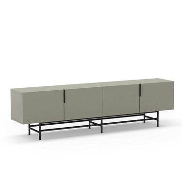 mueble tv eldlia verde moderno con cuatro puertas y patas negras