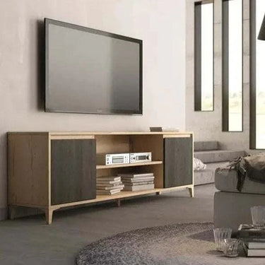 Mueble TV LECCE 178 cm con dos puertas y dos huecos abiertos
