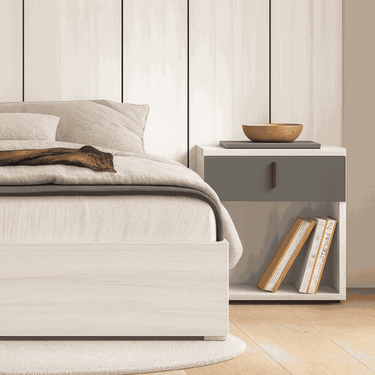 Muebles dormitorio matrimonio composición siena ambiente 6 con cabecero galería y mesitas asimétricas