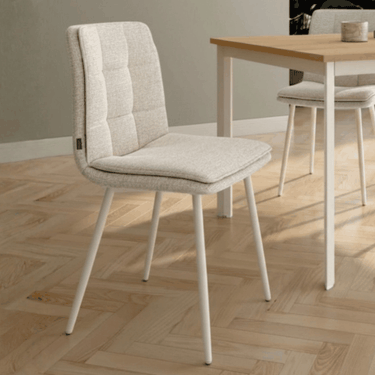 Pack de 4 sillas de comedor TORINO con patas blancas y tapizado