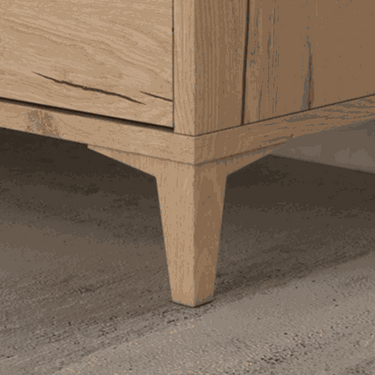 Composición de salón LECCE ambiente con muebles de madera natural y diseño acogedor