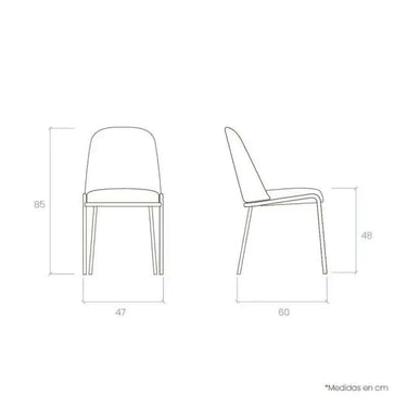 Pack de 4 sillas de comedor CALGARI tapizadas con patas negras y diseño moderno nórdico