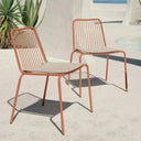 Silla de jardín AHOLA, pack 4 udes. apilables de estructura metálica resistente exterior