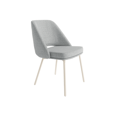 Pack de 2 sillas de comedor AMAN tapizadas con patas metálicas marfil