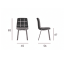 Pack de 4 sillas de comedor TORINO tapizadas con patas metálicas blancas