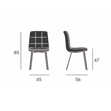 Pack de 4 sillas de comedor TORINO tapizadas con patas metálicas blancas