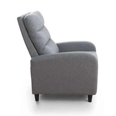 Sillón Relax Sillón Relax gris tapizado en tejido suave, con respaldo y asiento acolchados y patas negras.