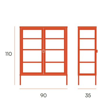 vitrina buffet ainatit con estructura metálica y puertas de cristal