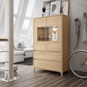 Vitrina dos puertas Lecce 135cm diseño con cristalera y cajones