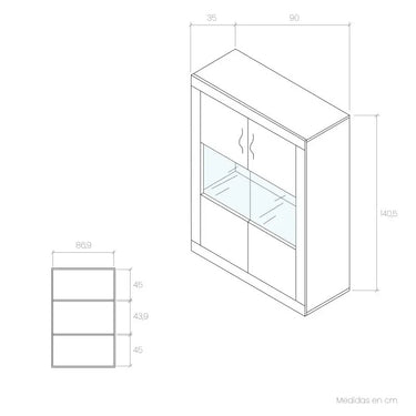 Vitrina 2 puertas mixtas ASTI