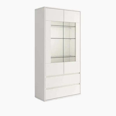 Vitrina LECCE de 135 cm con dos puertas de cristal y dos cajones