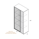 Vitrina salón asimétrica TIVOLI con cristal Olas y perfil aluminio negro