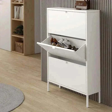 zapatero ainatit 3 puertas negro y blanco para recibidor estrecho